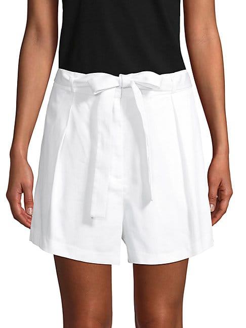 Bcbgmaxazria Pleated-front Cotton Belted Shorts