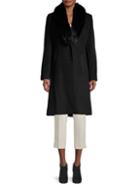 Sofia Cashmere Fox Fur-collar Knee-length Wool-blend Coat