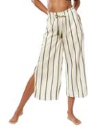 Red Carter Striped Wide-leg Cropped Pants