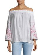Saks Fifth Avenue Embroidered Off-the-shoulder Cotton Top