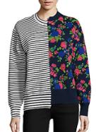 Peserico Striped & Floral Hybrid Sweater