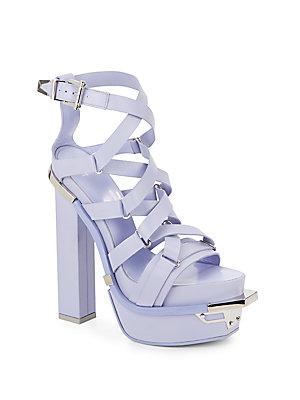 Versace Collection Leather Strappy Platform Sandals