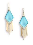 Alexis Bittar Lucite & Crystal Spear Fringe Drop Earrings/turquoise