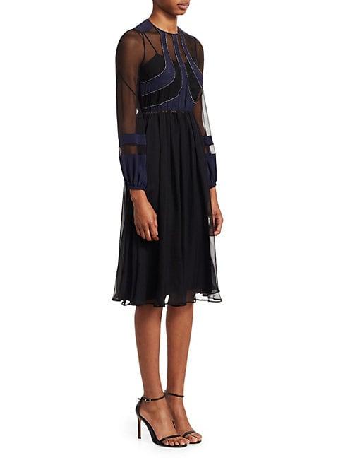 N 21 Long-sleeve Silk-blend A-line Dress