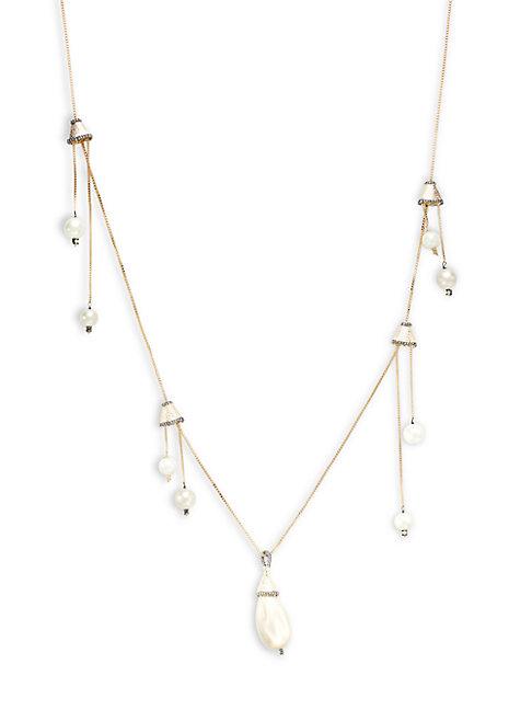 Alexis Bittar Faux Pearl Station Necklace