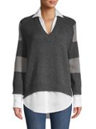 Brochu Walker Striped Layered Wool & Cashmere-blend Sweater