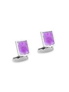 Zegna Shield Sterling Silver & Purple Jade Cufflinks