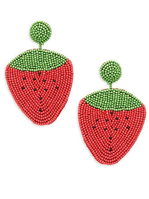 Kenneth Jay Lane Beaded Strawberry Drop Earrings