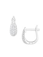 Saks Fifth Avenue 14k White Gold Diamond Shield Huggie Earrings