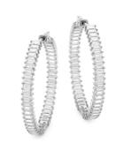 Saks Fifth Avenue Crystal And Sterling Silver Hoop Earrings