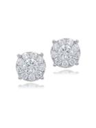Diana M Jewels 18k White Gold & 1.20 Tcw Halo Round Stud Earrings