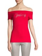 Juicy Couture Embellished Off-the-shoulder Tee