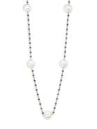 Tara + Sons White Pearl & Diamond Single Strand Necklace