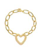 Gabi Rielle 14k Yellow Goldplated & Heart Pave Chain Chain Link Bracelet
