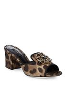 Dolce & Gabbana Embellished Cheetah-print Sandals