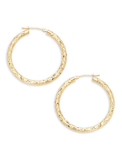 Saks Fifth Avenue 14k Yellow Gold Crystal-cut Tube Hoop Earrings