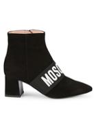 Moschino Logo Band Suede Booties