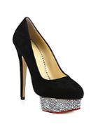 Charlotte Olympia Dolly Sequin-platform Suede Pumps