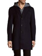 Saks Fifth Avenue Hooded Buttoned Coat