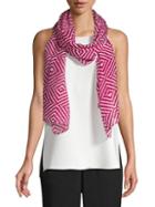 Eileen Fisher Cotton-blend Optical Squares Scarf