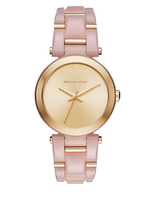 Michael Kors Delray Acetate And Goldtone Stainless Steel Bracelet Watch