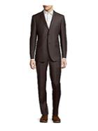 Saks Fifth Avenue Made In Italy Trim-fit Windowpane Plaid Wool Suit