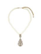 Heidi Daus Faux Pearl And Crystal Pendant Necklace