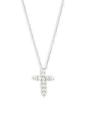 Diana M Jewels Bridal Diamond & 18k White Gold Cross Pendant Necklace