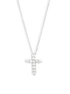 Diana M Jewels Bridal Diamond & 18k White Gold Cross Pendant Necklace