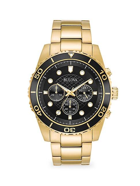 Bulova Sport Goldtone Stainless Steel Chronograph Bracelet Watch