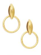 Gurhan 24k Yellow Gold Drop Hoop Earrings