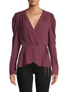 Bcbgmaxazria Self-tie Long Puff-sleeve Top