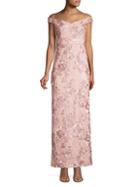 Aidan Mattox Off-the-shoulder Lace Column Dress