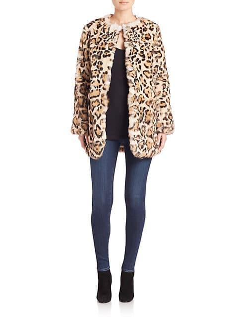 Adrienne Landau Leopard-print Dyed Rabbit Fur Coat