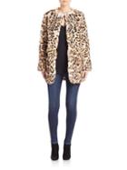 Adrienne Landau Leopard-print Dyed Rabbit Fur Coat