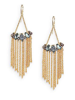 Alexis Bittar Elements Prophecy Crystal & Pyrite Doublet Chain Fringe Earrings