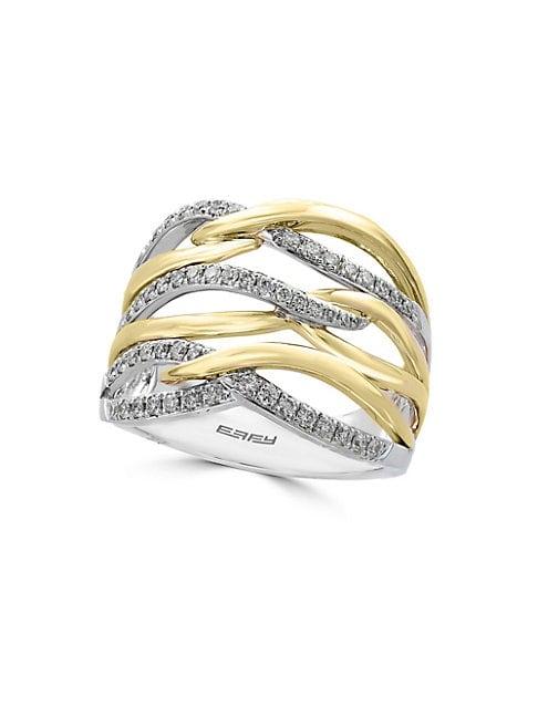 Effy 14k Yellow & White Gold & Diamond Ring