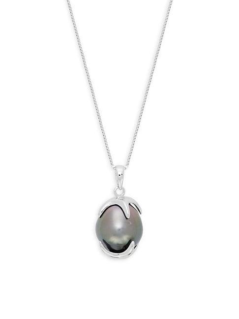 Belpearl 11mm Tahitian Pearl & 14k White Gold Pendant Necklace