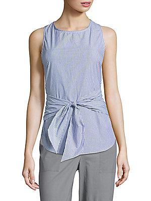Saks Fifth Avenue Striped Cotton Knotted Top