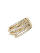 Sterling Forever Curved Pav&eacute; Crystal And Sterling Silver Band Ring