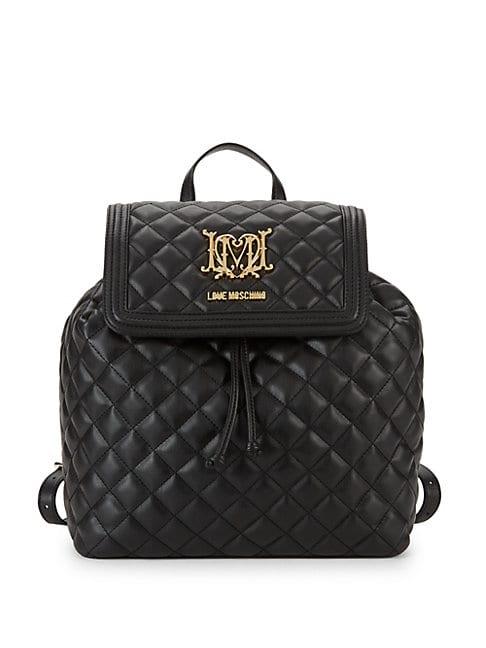 Love Moschino Quilted Faux Leather Drawstring Backpack