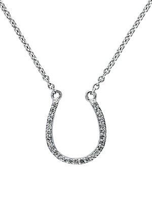 Effy 14 Kt White Gold Diamond Horeshoe Necklace