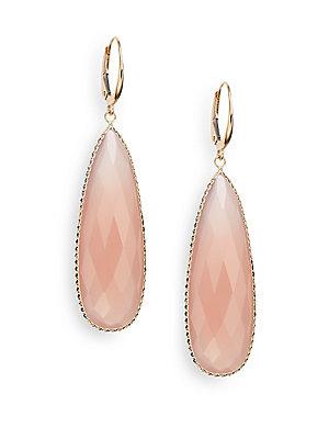 Saks Fifth Avenue Pink Chalcedony & 18k Yellow Gold Teardrop Earrings