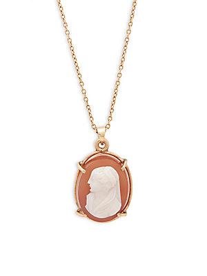 Estate Jewelry Collection 14k Yellow Gold Cameo Pendant Necklace