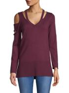 Love Scarlett Cold-shoulder Ribbed Tunic