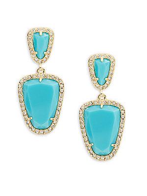 A.b.s. By Allen Schwartz Going Coastal Turquoise & 12k Goldplated Double Drop Earrings