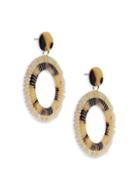 Saachi Goldtone Beaded Hoop Drop Earrings