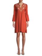 Johnny Was Rianne Embroidered Flare-sleeve Cotton Dress