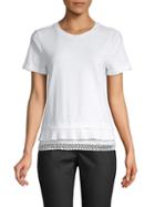 Laundry By Shelli Segal Lace-trimmed Cotton-blend Tee
