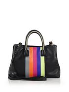 Milly Logan Small Multicolor Striped Leather Tote